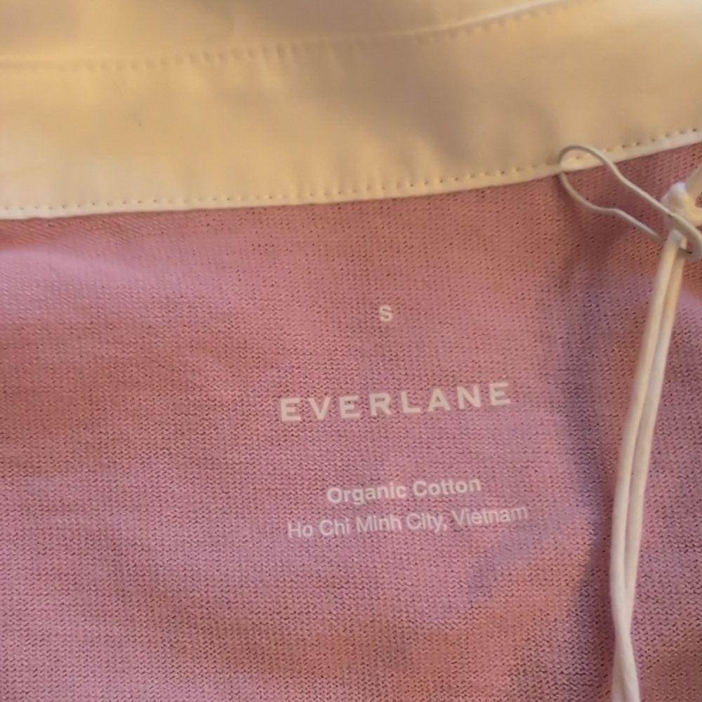 Lot Of 2 NWT Everlane Organic Cotton Polos Short Sleeve Top Mauve White Stripe S - Picture 4 of 16